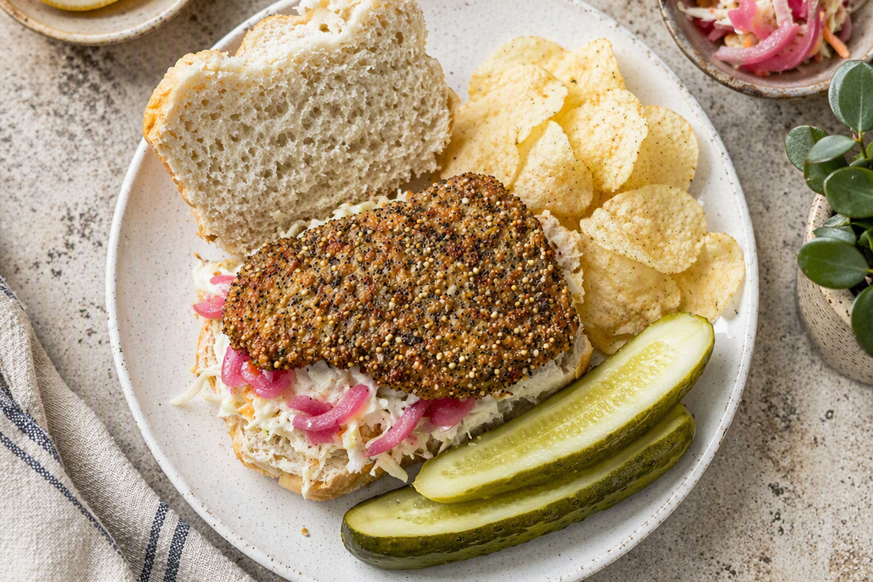 Everything Crusted Flounder Sandwich